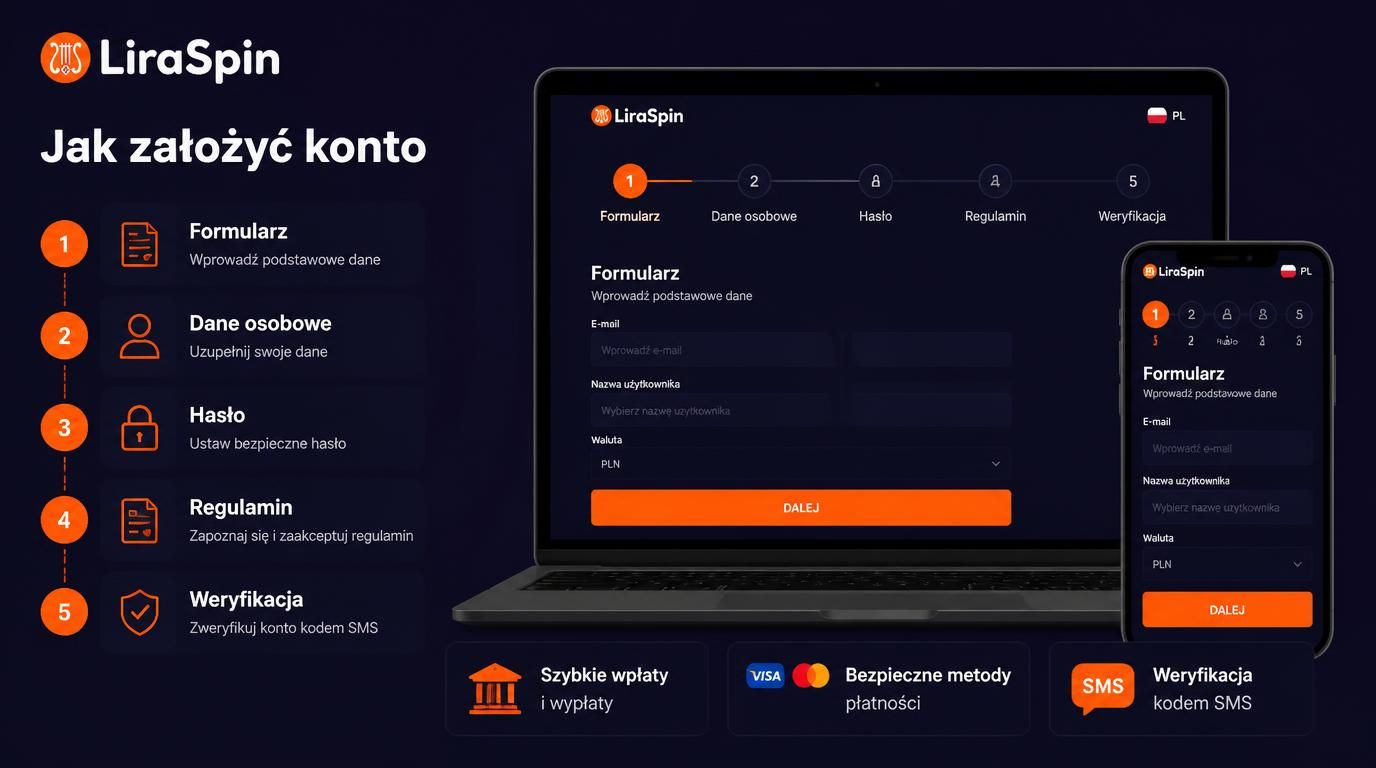 Krok po kroku – zakładanie konta z Polski z formularzem i potwierdzeniem SMS 